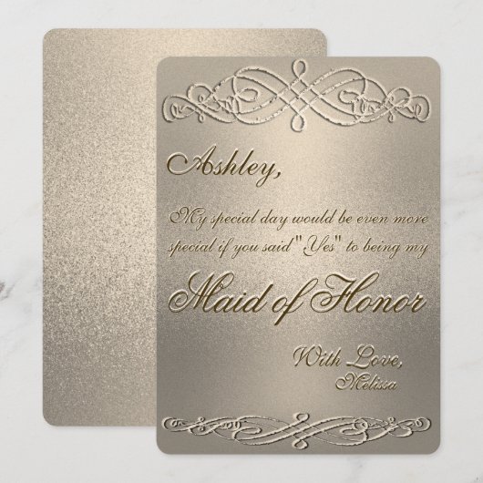 Maid of Honor | Gold Shimmer Kaart (Voorkant / Achterkant)