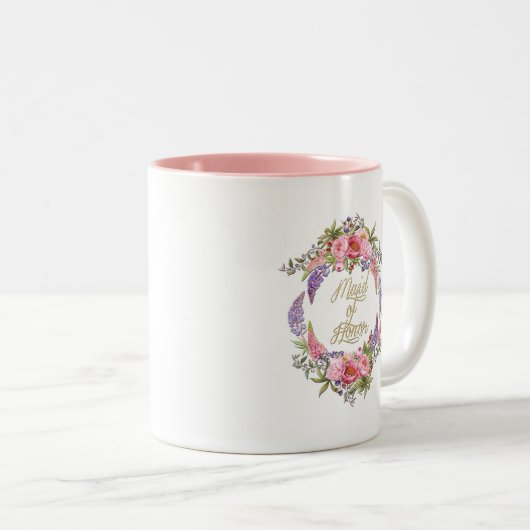 Maid of Honor Golden Flower Bouquet Two Tone Mok (Voorkant rechts)