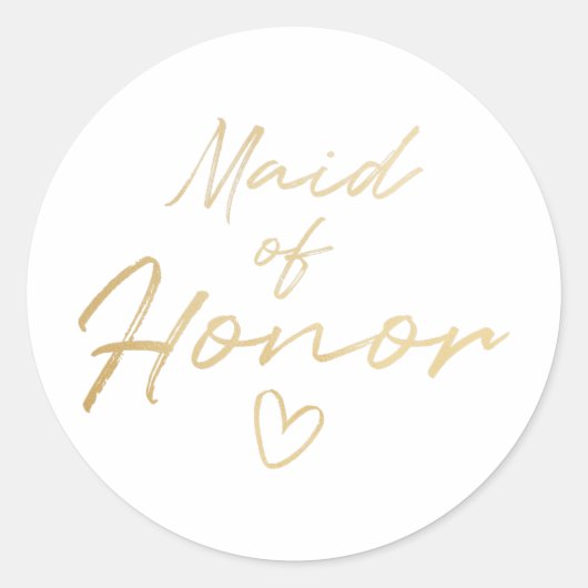 Maid of Honor - Gouden faux folie sticker (Voorkant)
