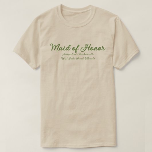 Maid of Honor Green Beige Wedding Party Outfit T-shirt (Design voorkant)