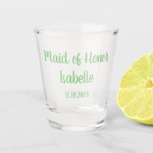 Maid of Honor Green Custom Name Gifts Wedding Shot Glas