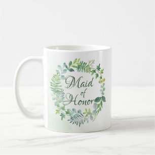 Maid of Honor Greenery Krans Waterverf Koffiemok