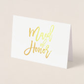 Maid of Honor Hand Lettering Photo Gold Foil Kaart (Voorkant)