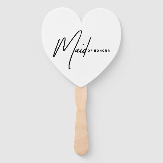 "Maid of Honor" Hartvormige Elegante Gift Handwaaier (Voorkant)