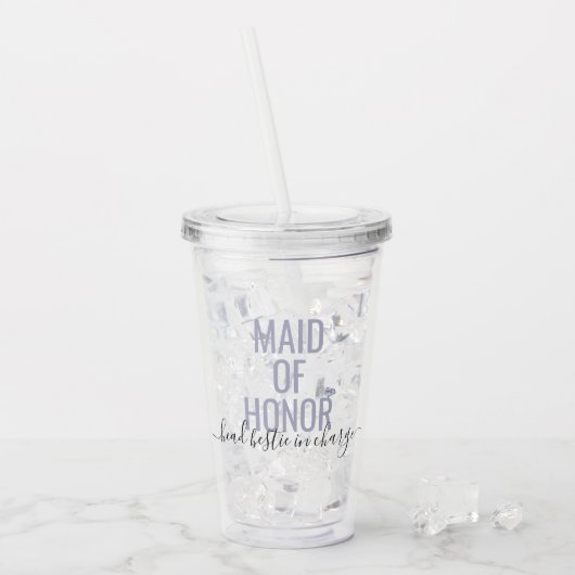 Maid of Honor HBIC Bestie in Charge Custom Name Acryl Drinkbeker (Voorkant ijs)