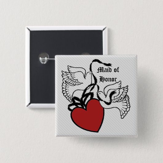 Maid of Honor Heart Doves Button (Voorkant /achterkant)