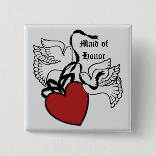 Maid of Honor Heart Doves Button (Voorkant)