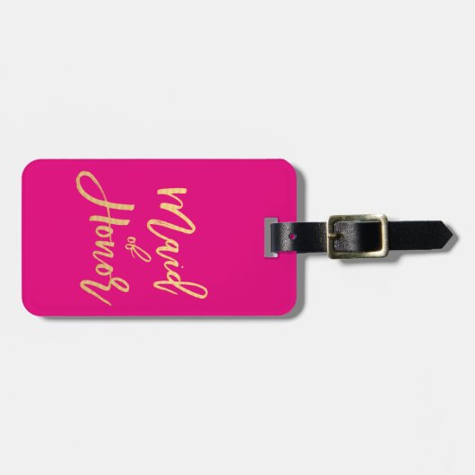 Maid of Honor Hot Pink and Gold Travel Bagagelabel (Voorkant horizontaal)