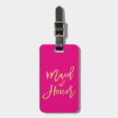 Maid of Honor Hot Pink and Gold Travel Bagagelabel (Voorkant verticaal)