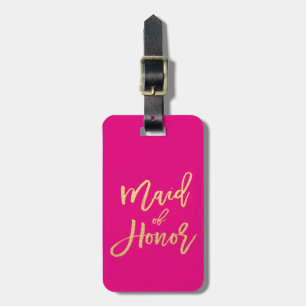Maid of Honor Hot Pink and Gold Travel Bagagelabel