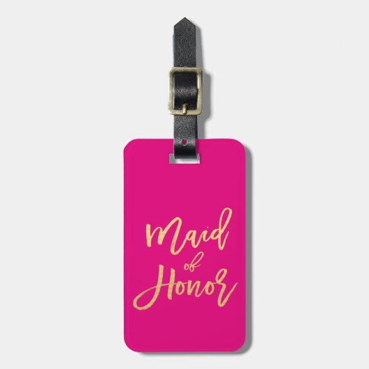 Maid of Honor Hot Pink and Gold Travel Bagagelabel (Voorkant verticaal)