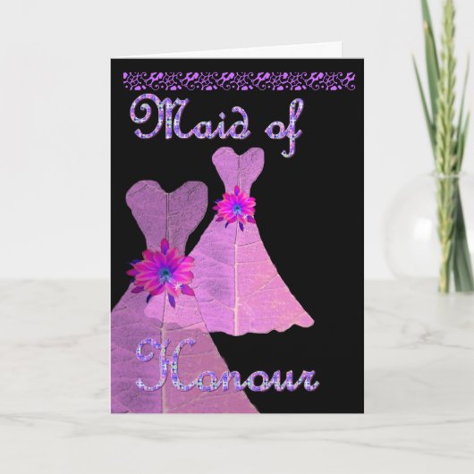 MAID OF HONOR Invitation PAARSE jurk (Voorkant)