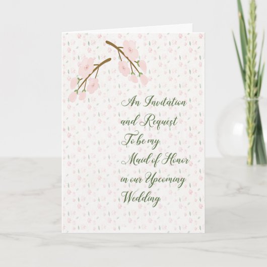 Maid of Honor Invitation Pink Flowers (Voorkant)