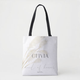 Maid of Honor Ivory Pampas Grass Tote Bag