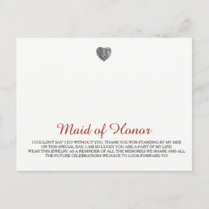 Maid of Honor Jewelry Sjabloon Briefkaart