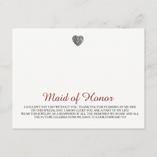 Maid of Honor Jewelry Sjabloon Briefkaart (Voorkant)