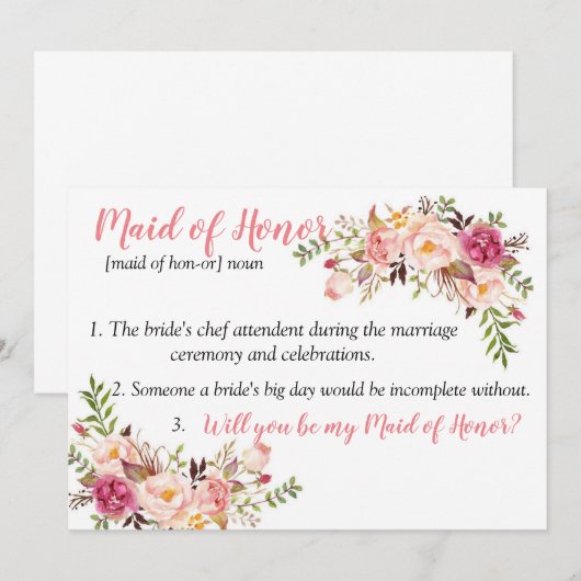 Maid of Honor Kaart (Voorkant / Achterkant)