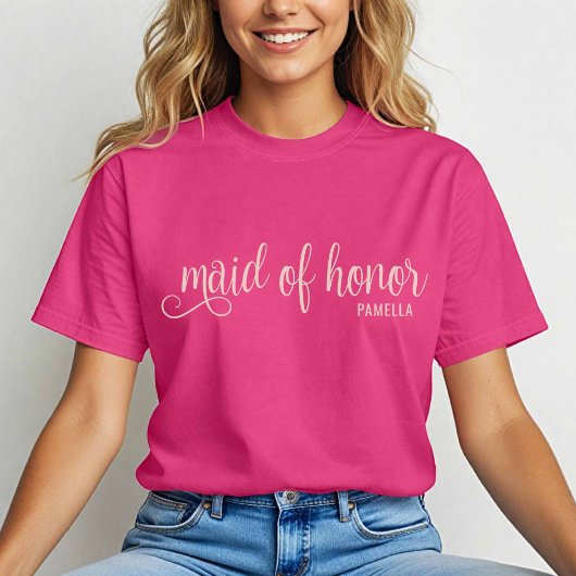 Maid of Honor Kalligrafie Hot Pink Bach T-shirt