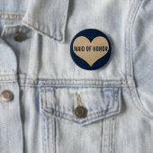 Maid of Honor Leather Texture Gold Heart Navy Ronde Button 5,7 Cm (In situ)
