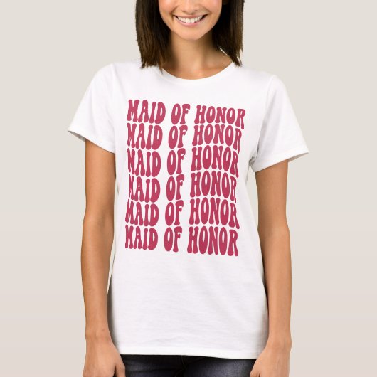 Maid of Honor Magenta Matching Bridal Party T-shirt (Voorkant)