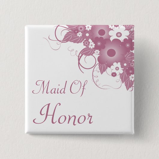 Maid of Honor Mauve Bouquet Button (Voorkant)
