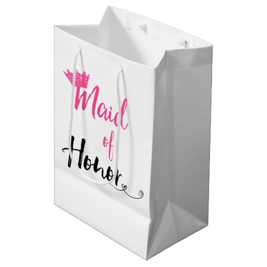"Maid of Honor" Medium Cadeauzakje (Voorkant Gekanteld)