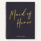 Maid of Honor Minimalist Gold Navy Personalized Notitieboek (Voorkant)
