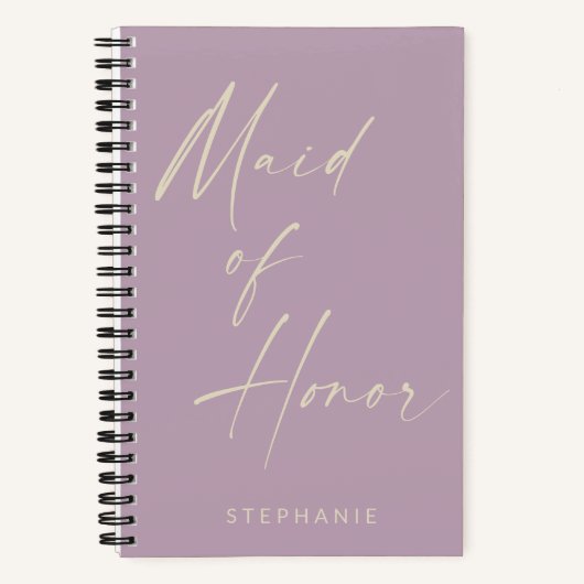 Maid of Honor Minimalist Lila Personalized Notitieboek (Voorkant)