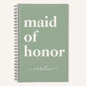 Maid of Honor Minimalist Modern Name | Sage Green Notitieboek (Voorkant)