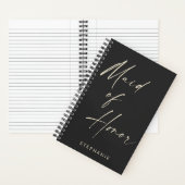Maid of Honor Minimalist Personalized Black Notitieboek (Binnen)