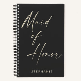 Maid of Honor Minimalist Personalized Black Notitieboek