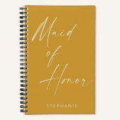 Maid of Honor Minimalist Yellow Personalized Notitieboek (Voorkant)