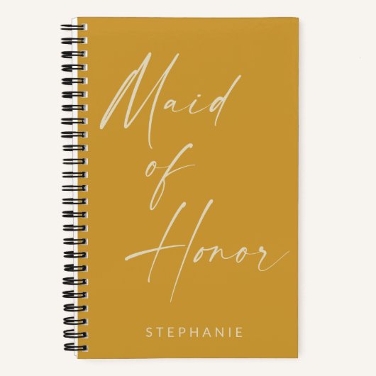 Maid of Honor Minimalist Yellow Personalized Notitieboek (Voorkant)