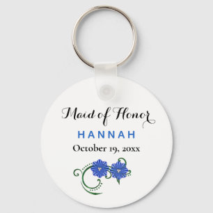 Maid of Honor Modern Typography Blue Wedding Sleutelhanger