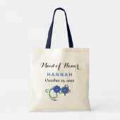 Maid of Honor Modern Typography Blue Wedding Tote Bag (Achterkant)