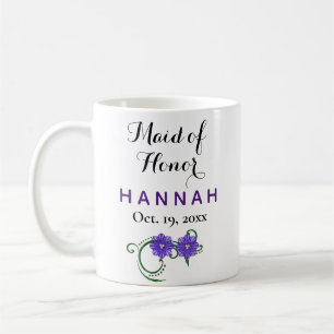 Maid of Honor Modern Typography Paars Wedding Koffiemok