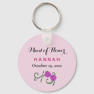 Maid of Honor Modern Typography Pink Wedding Sleutelhanger
