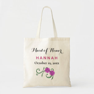 Maid of Honor Modern Typography Pink Wedding Tote Bag