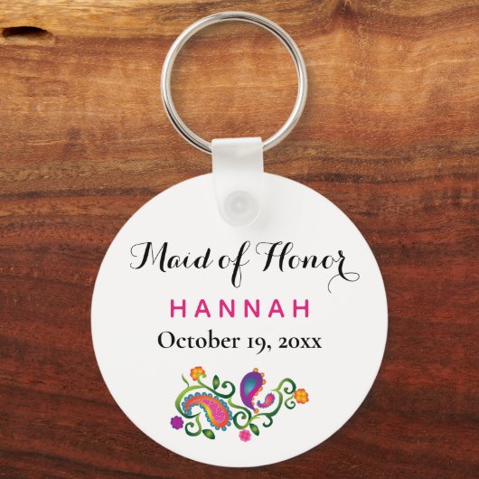 Maid of Honor Modern Typography Script Wedding Sleutelhanger (Achterkant)