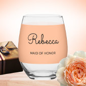 Maid of Honor Monogram Bruiloft Elegant Chique Per Wijnglas Zonder Voet