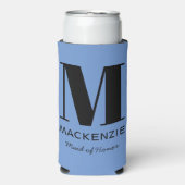 Maid of Honor Monogram Name Blue Seltzer Blikjeskoeler (Seltzer Voorkant)