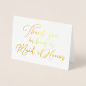 Maid of Honor Mooie bruiloft Dank u Folie Kaarten (Voorkant)