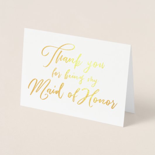 Maid of Honor Mooie bruiloft Dank u Folie Kaarten (Voorkant)