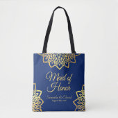 Maid of Honor Navy Blauw Goud Elegante Huwelijk Tote Bag (Voorkant)
