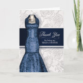 Maid of Honor Navy Blue Wedding Bedankkaart (Voorkant)