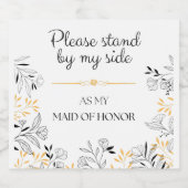 Maid of Honor nodigt Bubbly Champagne uit, Prosecc Sparkling Wijnetiket (Enkel label)