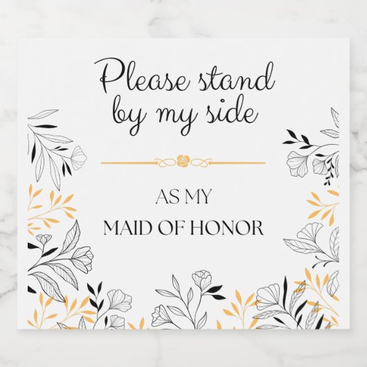 Maid of Honor nodigt Bubbly Champagne uit, Prosecc Sparkling Wijnetiket (Enkel label)