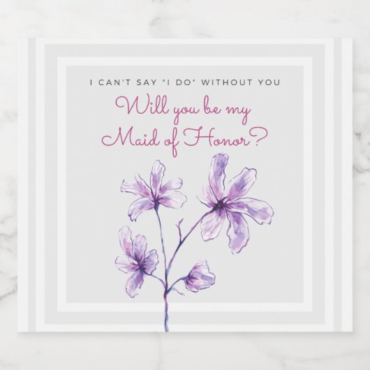 Maid of Honor nodigt Bubbly Champagne uit, Prosecc Sparkling Wijnetiket (Enkel label)