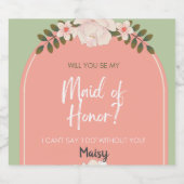 Maid of Honor nodigt Bubbly Champagne uit, Prosecc Sparkling Wijnetiket (Enkel label)