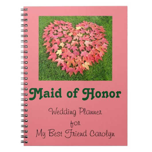 Maid of Honor notebooks Wedding Planner custom Notitieboek (Voorkant)